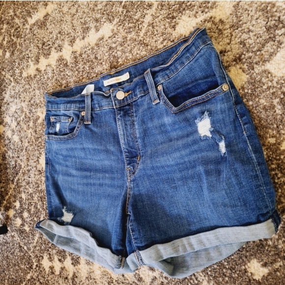 /Levi's 31 Mid Length Essential Denim Blue Jean Shorts SZ 31 - Picture 7 of 8